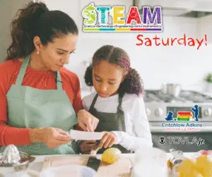 A mother and daughter baking together