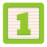 Building block with the number 1 in green