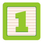 Building block with the number 1 in green