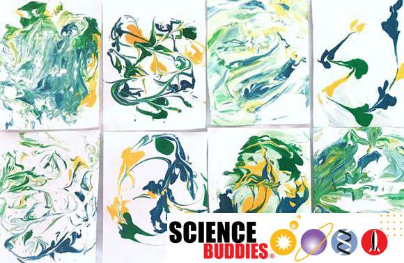 Cards with multicolor marble art on them in different designs